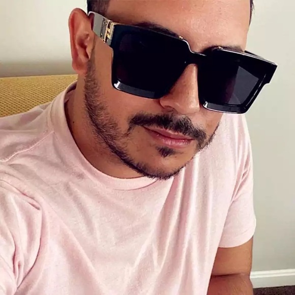 Luxury Brand Men Designer Square Sunglasses Glasses Black Gold Silver - Picture 10 of 15